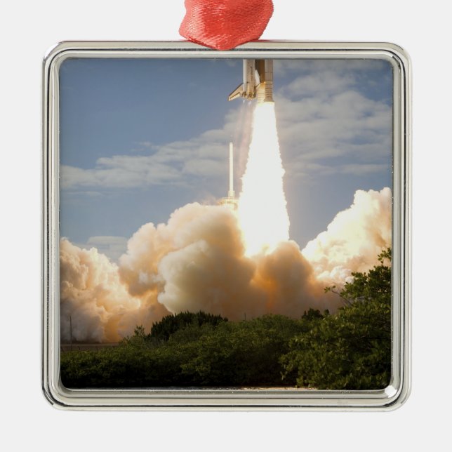 Space Shuttle Atlantis lifts off 8 Metal Ornament (Front)