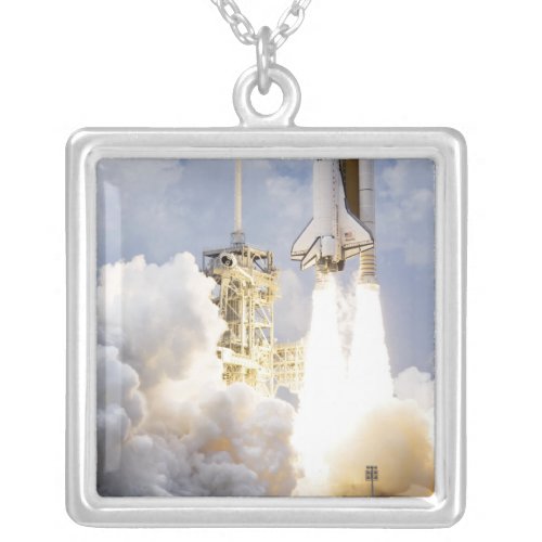 Space Shuttle Atlantis lifts off Silver Plated Necklace