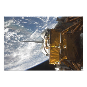 Space Shuttle Atlantis' payload bay backdropped Photo Print