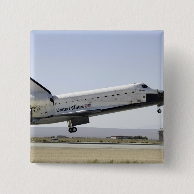 Space Shuttle Atlantis prepares for landing 2 Button (Front)