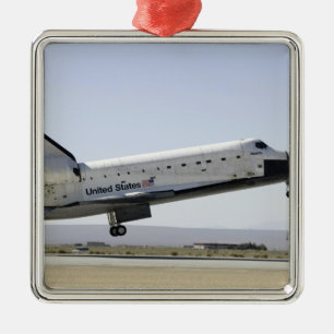 Space Shuttle Atlantis prepares for landing 2 Metal Ornament
