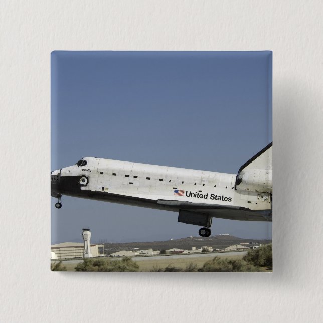 Space Shuttle Atlantis prepares for landing Pinback Button (Front)