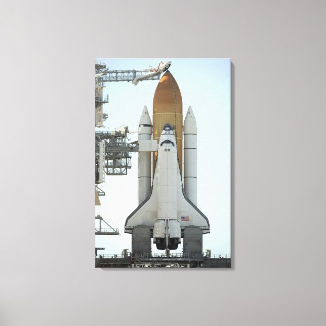 Space shuttle Atlantis sits on the launch pad Canvas Print (Front)
