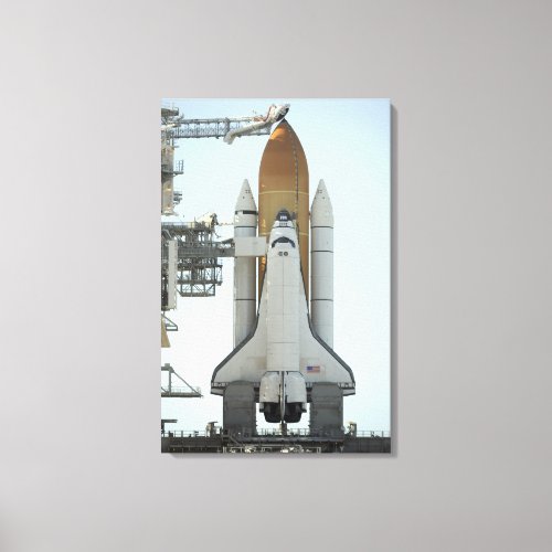 Space shuttle Atlantis sits on the launch pad Canvas Print