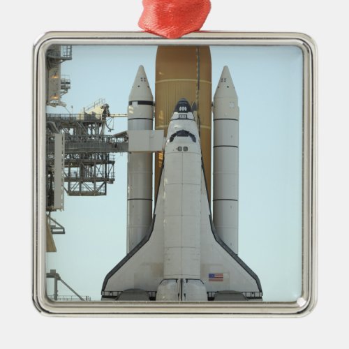 Space shuttle Atlantis sits on the launch pad Metal Ornament