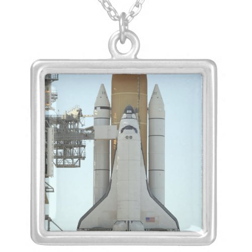 Space shuttle Atlantis sits on the launch pad Silver Plated Necklace