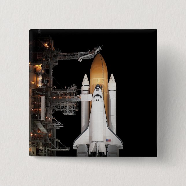Space shuttle Atlantis sits ready Pinback Button (Front)