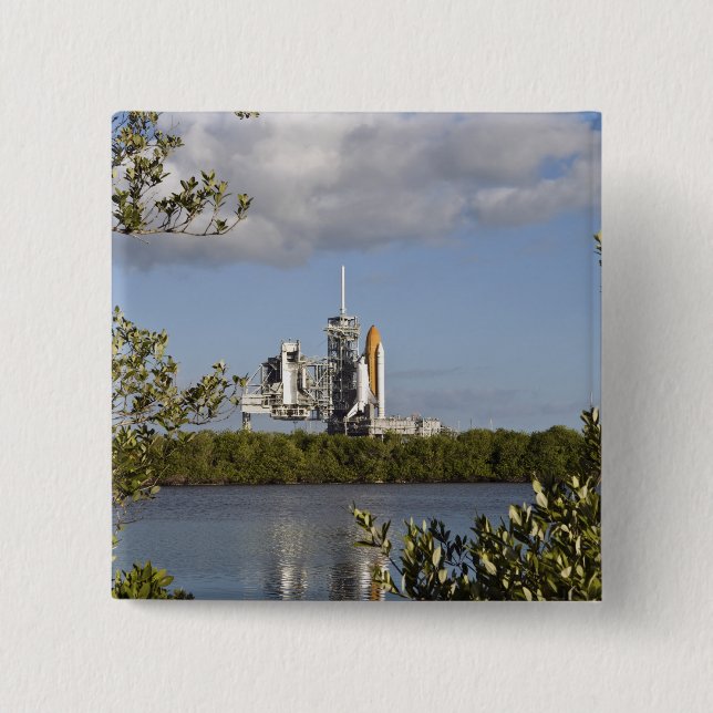 Space Shuttle Atlantis sits ready Pinback Button (Front)