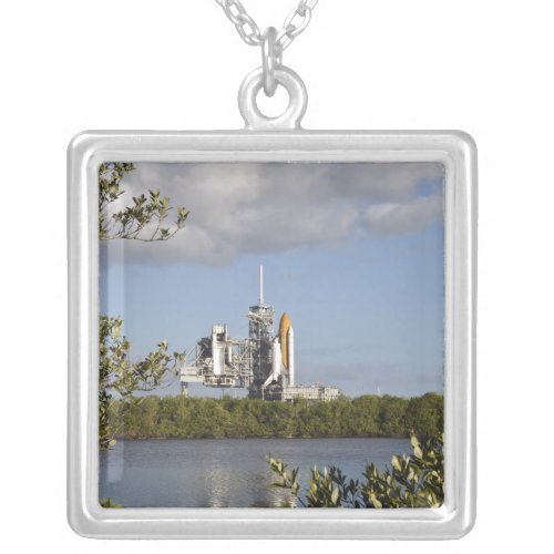 Space Shuttle Atlantis sits ready Silver Plated Necklace