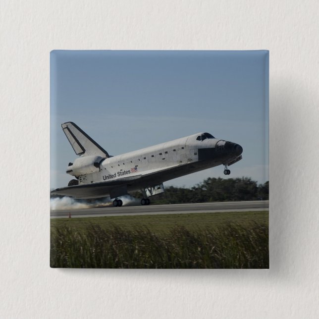 Space shuttle Atlantis touches down 2 Button (Front)