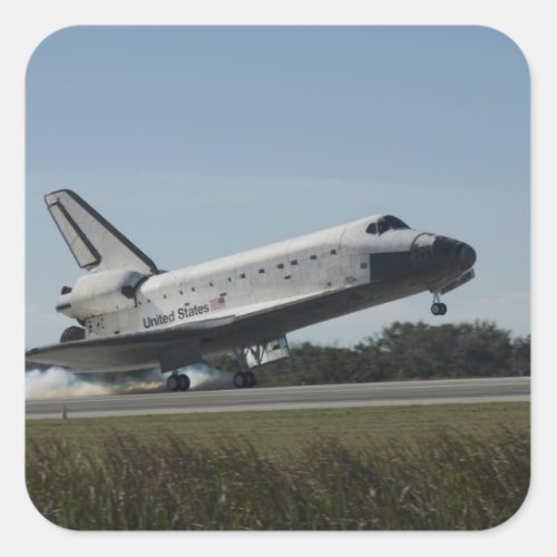 Space shuttle Atlantis touches down 2 Square Sticker