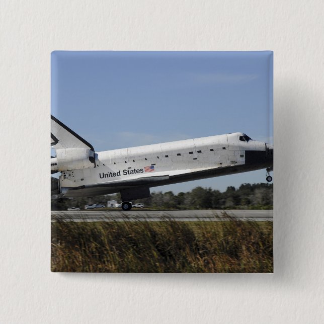 Space shuttle Atlantis touches down Button (Front)