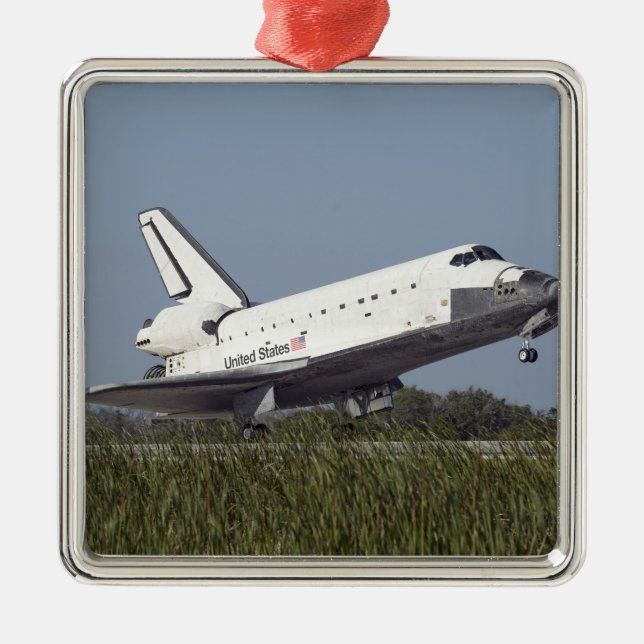 Space shuttle Atlantis touches down on Runway 3 Metal Ornament (Front)