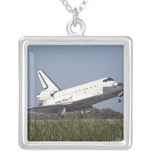 Space shuttle Atlantis touches down on Runway 3 Silver Plated Necklace