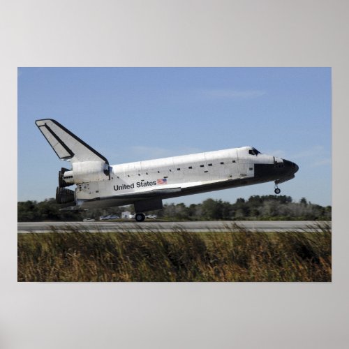 Space shuttle Atlantis touches down Poster