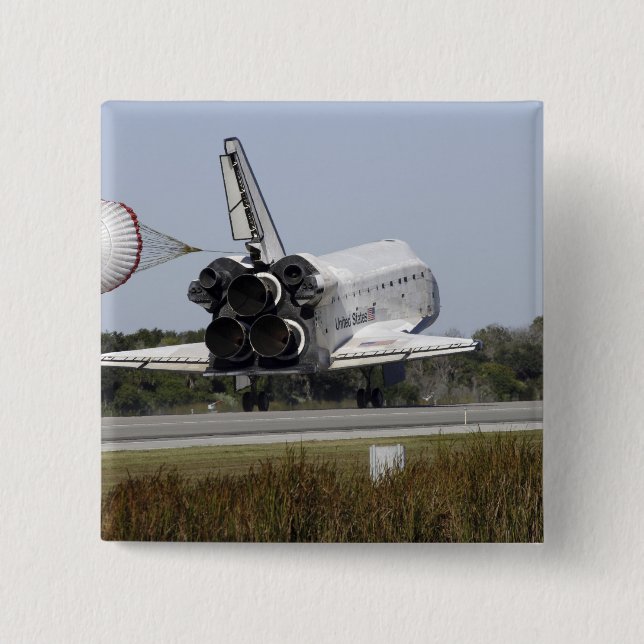 Space shuttle Atlantis unfurls its drag chute 2 Button (Front)