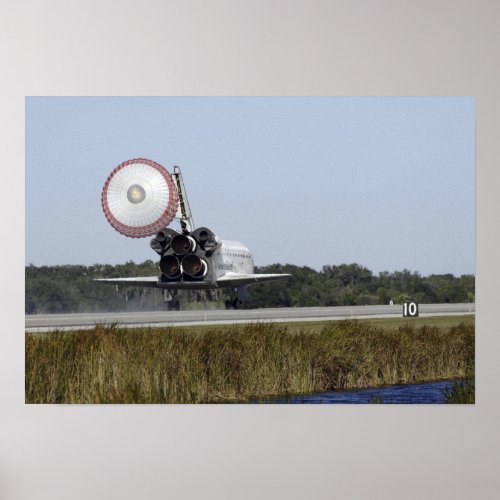 Space shuttle Atlantis unfurls its drag chute 2 Poster