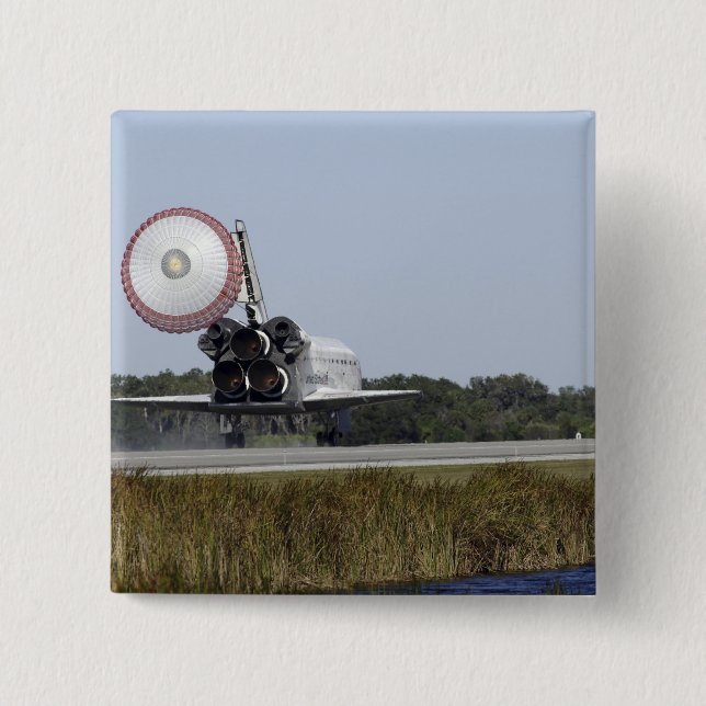 Space shuttle Atlantis unfurls its drag chute 3 Button (Front)