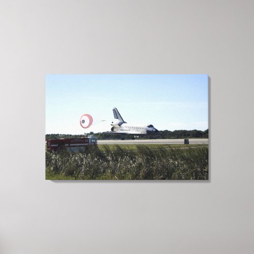 Space shuttle Atlantis unfurls its drag chute 3 Canvas Print