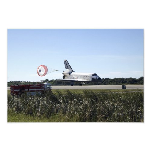 Space shuttle Atlantis unfurls its drag chute 3 Photo Print