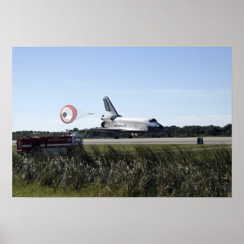 Space shuttle Atlantis unfurls its drag chute 3 Poster