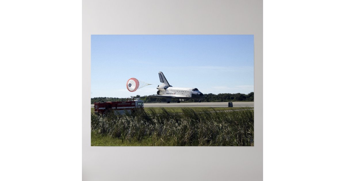 Space shuttle Atlantis unfurls its drag chute 3 Poster | Zazzle
