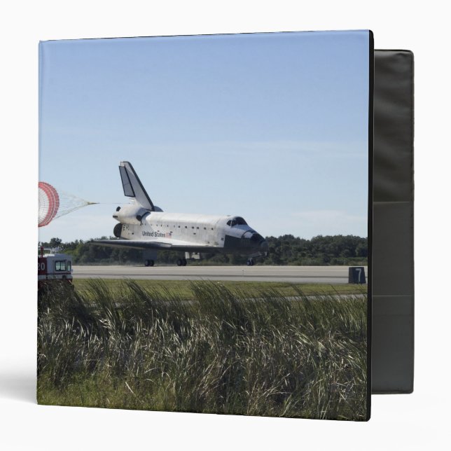 Space shuttle Atlantis unfurls its drag chute 3 Ring Binder (Front/Inside)