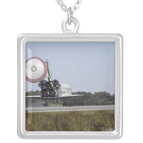 Space shuttle Atlantis unfurls its drag chute 3 Silver Plated Necklace