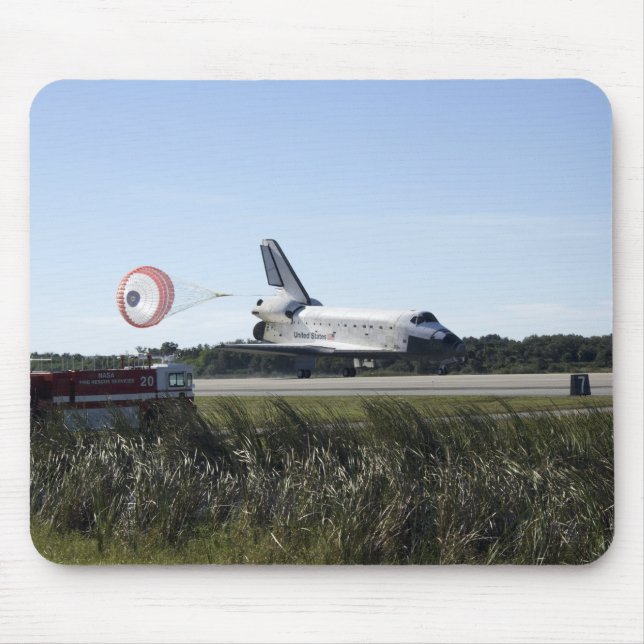 Space shuttle Atlantis unfurls its drag chute Mouse Pad (Front)