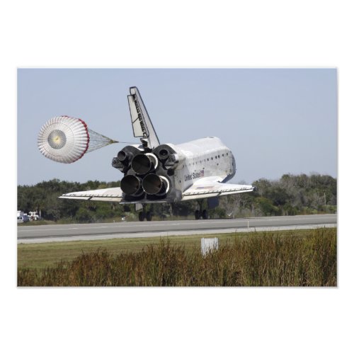 Space shuttle Atlantis unfurls its drag chute Photo Print