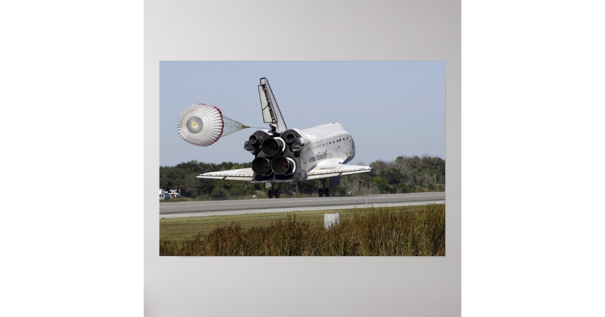 Space shuttle Atlantis unfurls its drag chute Poster | Zazzle