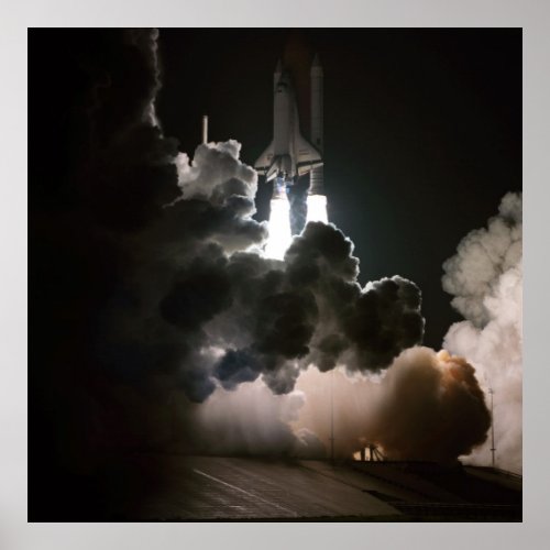 Space Shuttle Challenger Night Launch STS_8 Poster