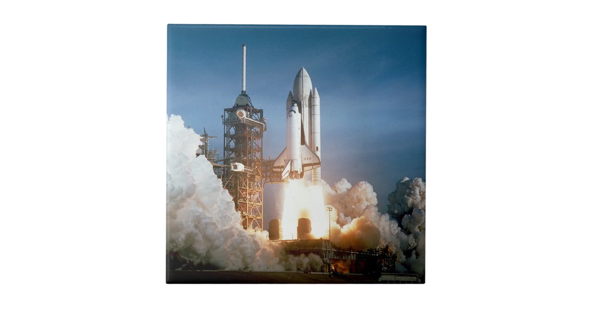 Space Shuttle Columbia Blasts Off Ceramic Tile Zazzle