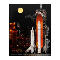 Space Shuttle Discovery and Full Moon, Enlarged