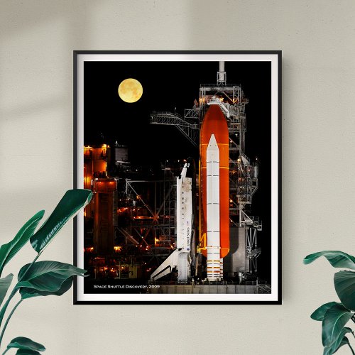 Space Shuttle Discovery and Full Moon Enlarged Poster