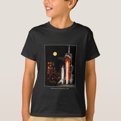 Space Shuttle Discovery and Full Moon in 2009 Boy T_Shirt