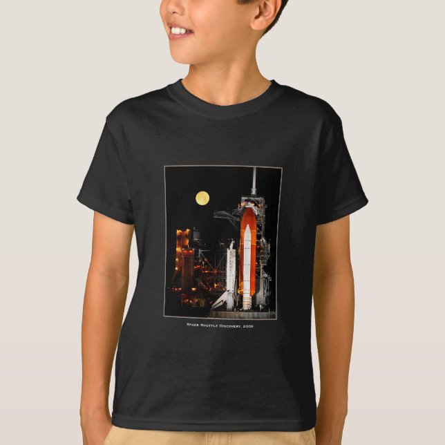 Space Shuttle Discovery and Full Moon in 2009 Boy T-Shirt (Front)