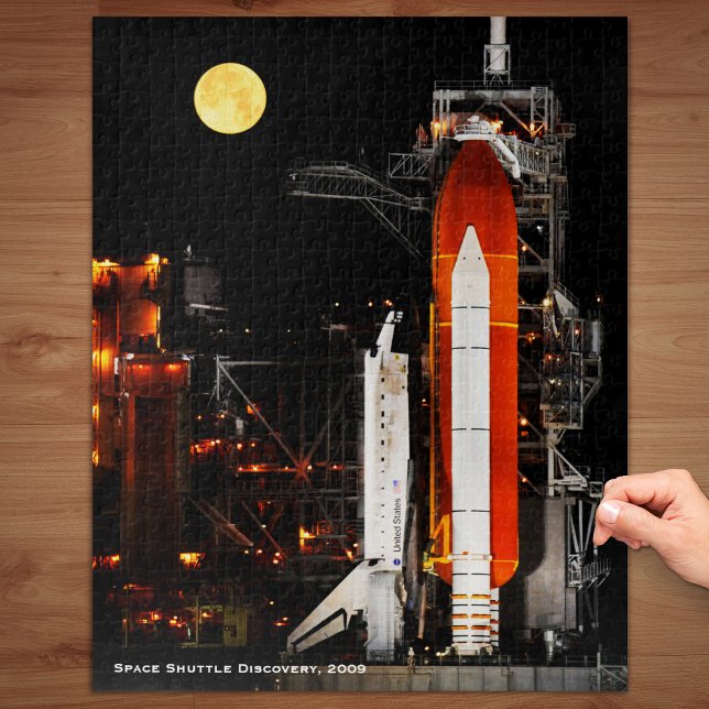 Space Shuttle Discovery and Full Moon in 2009 Jigsaw Puzzle (Creator Uploaded)