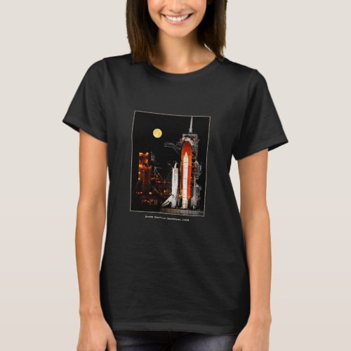 Space Shuttle Discovery and Full Moon in 2009 T_Shirt