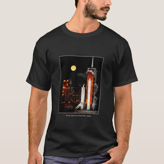 Space Shuttle Discovery and Full Moon in 2009 T-Shirt (Front)