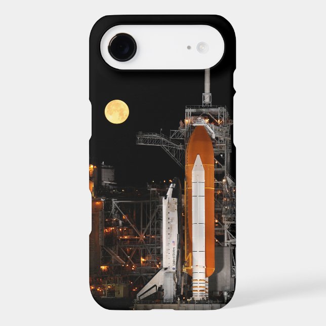 Space Shuttle Discovery and Moon Iphone Case (Back)