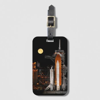 Space Shuttle Discovery And Moon Luggage Tag by GigaPacket at Zazzle