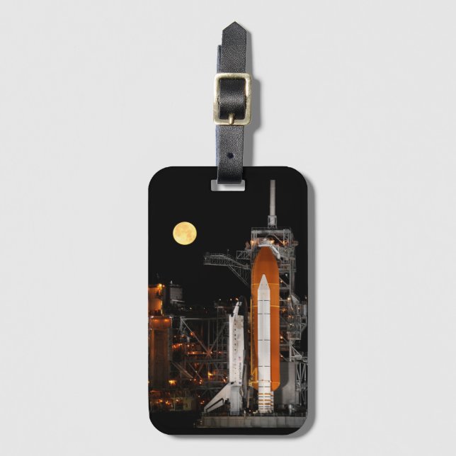 Space Shuttle Discovery and Moon Luggage Tag (Front Vertical)