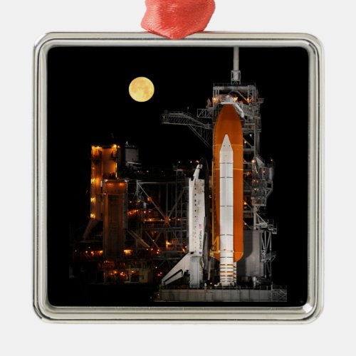 Space Shuttle Discovery and Moon Metal Ornament