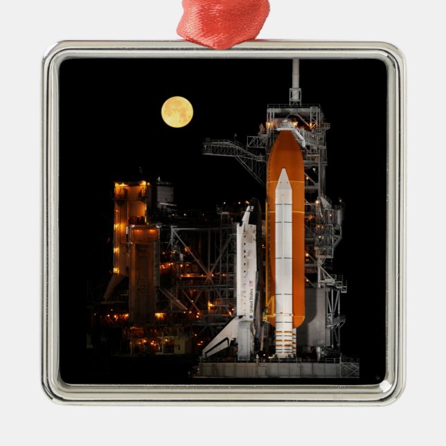 Space Shuttle Discovery and Moon Metal Ornament (Front)