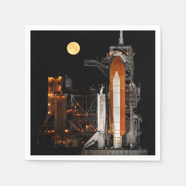 Space Shuttle Discovery and Moon Paper Napkins (Front)