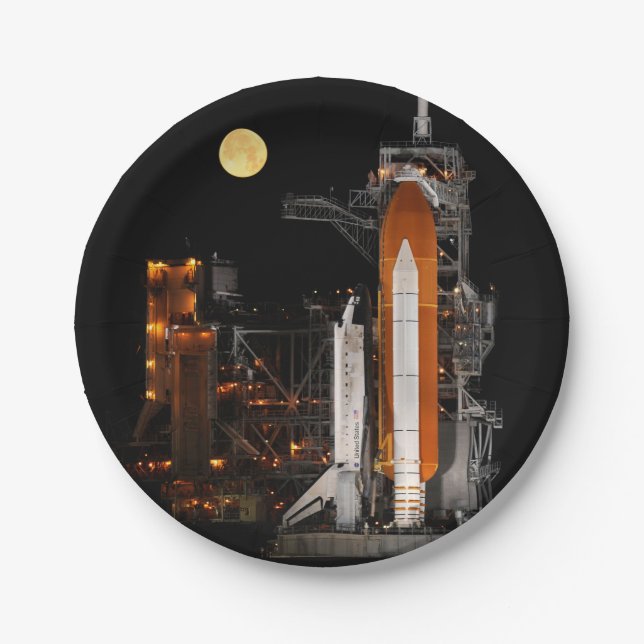 Space Shuttle Discovery and Moon Paper Plates (Front)