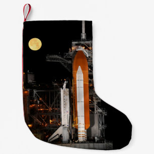 Space Shuttle Discovery and Moon Small Christmas Stocking