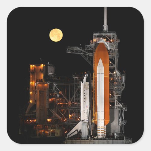 Space Shuttle Discovery and Moon Square Sticker