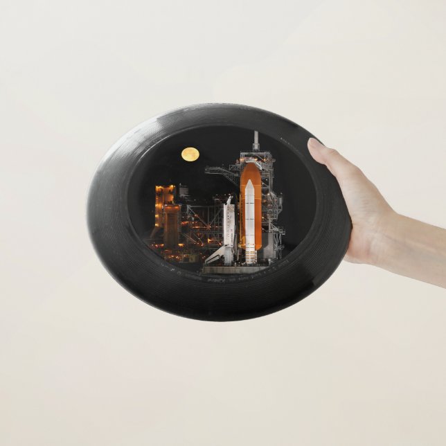 Space Shuttle Discovery and Moon Wham-O Frisbee (In Hand)